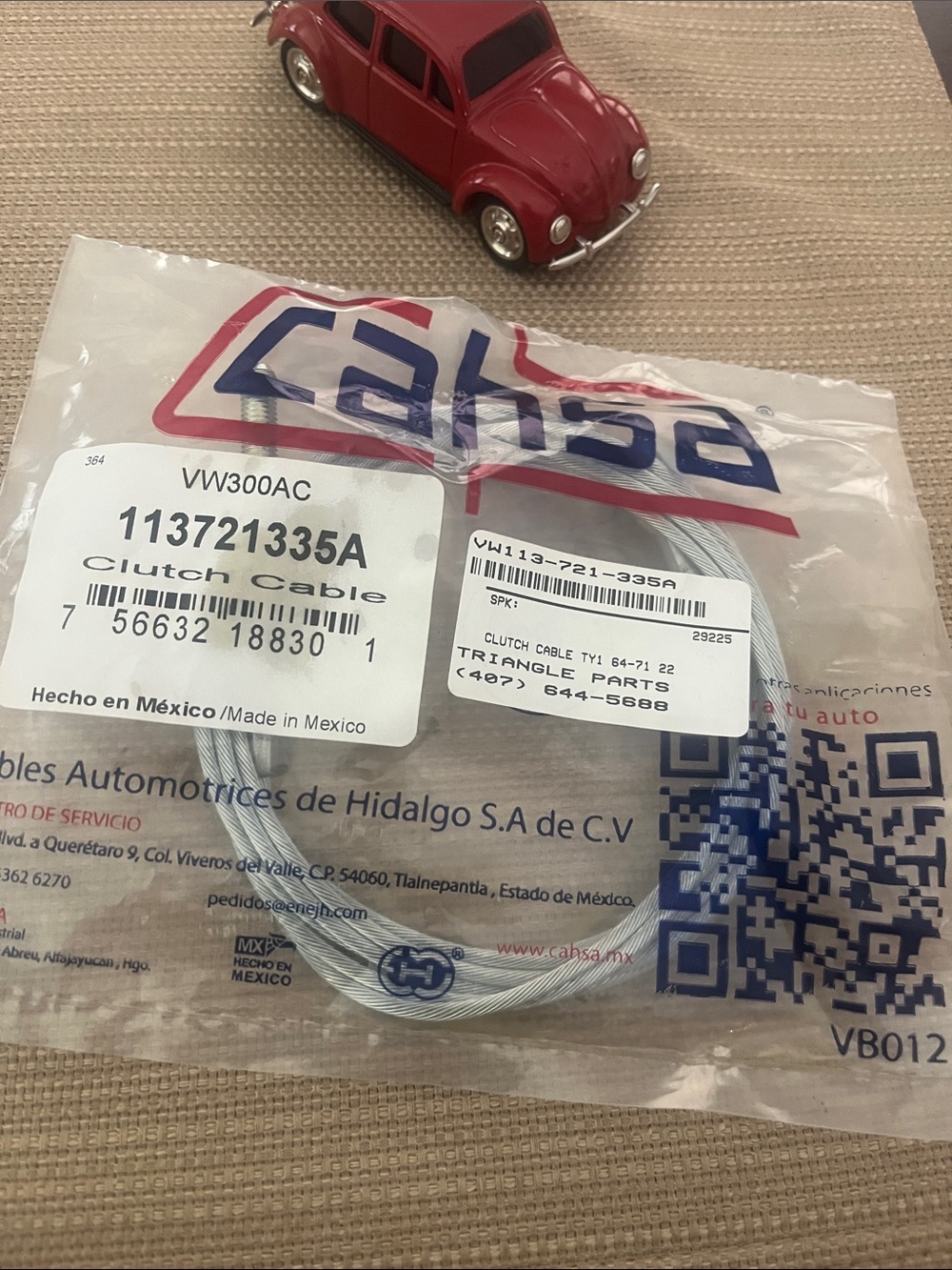 VW300AC Clutch Cable - VW beetle 1963 - 1979